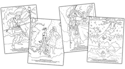 Sample pages from Gods & Heroes from Greece to Rome Coloring Book